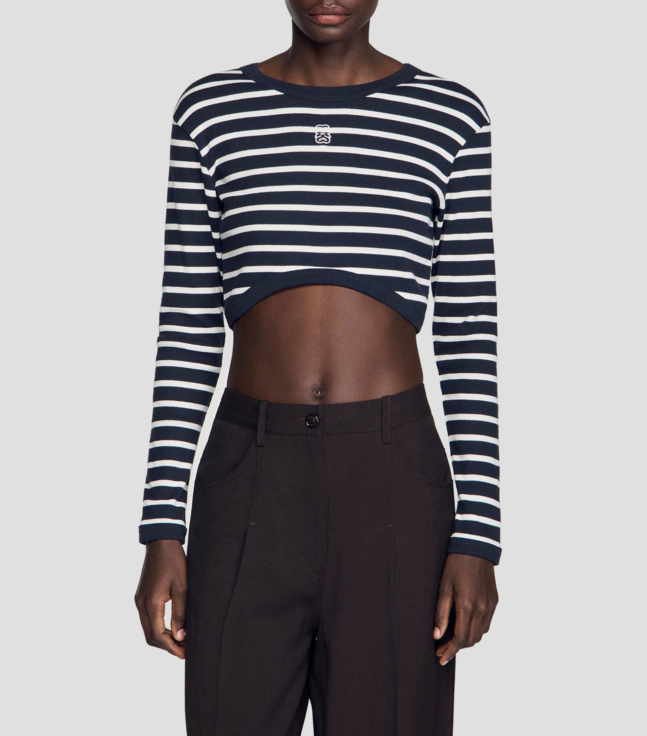 Top con rayas manga larga Mujer